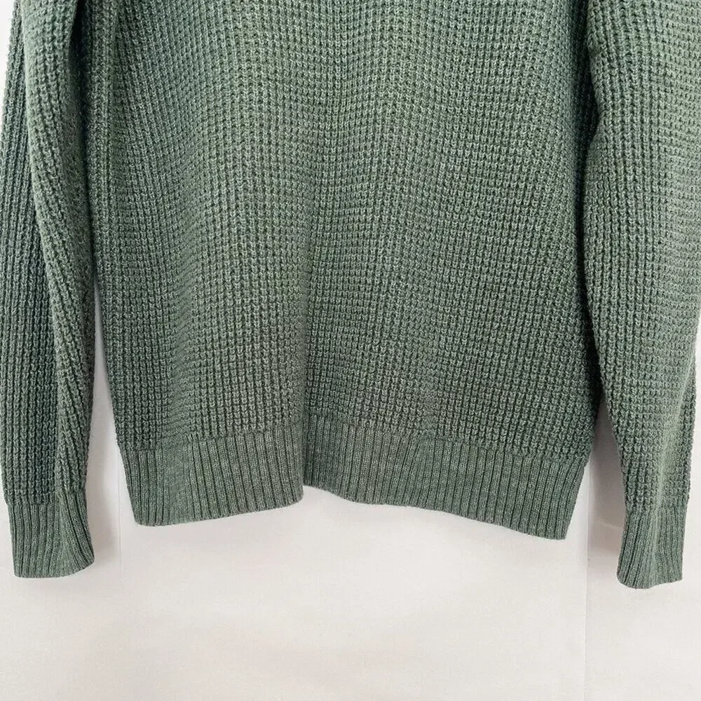 Old Navy Tunic Sweater Chunky Knit Crew Neck Oversized Size Large Heather Green